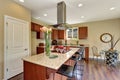 Traditional American kitchen featuring stainless steel appliances. Royalty Free Stock Photo