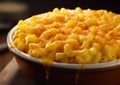 Traditional american mac and cheese pasta on table.Macro.AI Generative