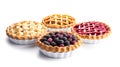 Traditional American mini pies on white isolated background. National Pie Day.