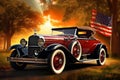 Traditional American old car. Generate AI