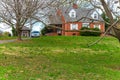 Traditional American residential house. Perfect neighbourhood in suburb, in North America. Luxury houses with nice landscapes Royalty Free Stock Photo