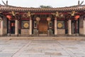 Traditional ancient architecture in southern China, Zhuang Family Temple in Wudian City, Quanzhou with lanterns at the gate Royalty Free Stock Photo