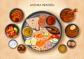 Traditional Andhrait cuisine and food meal thali of Andhra