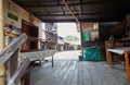 The traditional Annah Rais longhouse outside of Kuching, Sarawak Province, Malaysia on Borneo island Royalty Free Stock Photo