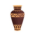 Traditional antique greek vase decorated by hellenic ornaments vector flat illustration. Ancient pottery vessel or jug