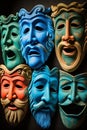 traditional antique theater masks of comedy and tragedy