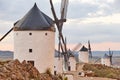 Traditional antique windmills at sunset in Spain. Consuegra, Toledo