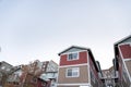 Traditional apartment buildings at Tacoma, Wahington with sky