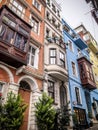 Traditional apartment buildings in Tophane district of Beyoglu, Istanbul Royalty Free Stock Photo
