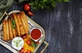 traditional appetizer borek with sauces