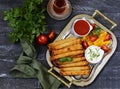 traditional appetizer borek with sauces