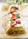 Traditional apple strudel with raisins