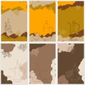 Traditional Arab Coffee Abstract Vector Backgrounds Set Royalty Free Stock Photo