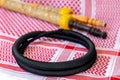 Traditional Arab Male Clothes - kaffiyah, igal, and hookah craft wooden accessories Royalty Free Stock Photo