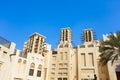 Traditional Arab wind tower for air conditioning and cooling on top of building in Dubai Royalty Free Stock Photo