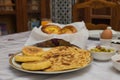 The traditional arabian breakfast mixed with western food