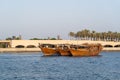 Traditional arabian dhows in Doha , Qatar. Royalty Free Stock Photo