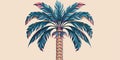 Traditional Arabian palm tree with unique boho composition on cream background. AI Image Royalty Free Stock Photo