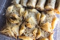 Traditional Arabian sweets baklava with walnut, pecan.