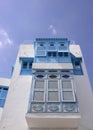 Traditional Arabic Blue Shutters and Balcony, Tunisia, North Africa Royalty Free Stock Photo