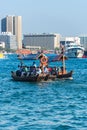 Traditional arabic boats at Dubai creek, UAE Royalty Free Stock Photo