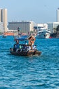 Traditional arabic boats at Dubai creek, UAE Royalty Free Stock Photo