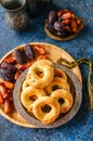 Traditional arabic date ring cookies - kaak bi ajwa, popular coo