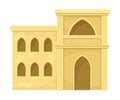 Traditional Arabic desert mud house. Middle East two storey building vector illustration