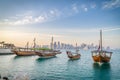 Traditional arabic dhows in Doha, Qatar Royalty Free Stock Photo