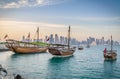 Traditional arabic dhows in Doha, Qatar Royalty Free Stock Photo