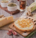 Traditional Arabic esfiha of corn and open cheese brazil Royalty Free Stock Photo