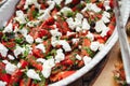 Traditional Arabic fattoush. salad close-up on a plate. horizontal Royalty Free Stock Photo