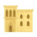 Traditional Arabic house. Middle East two storey building vector illustration