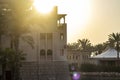 Traditional Arabic house at the sunset. Old Royalty Free Stock Photo