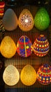 Traditional arabic lamps for sale at the night arabic market. Royalty Free Stock Photo