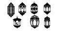 Traditional Arabic lanterns collection with intricate patterns and geometric shapes vector design elements Royalty Free Stock Photo