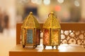 Traditional arabic lanterns lit up in Ramadan Royalty Free Stock Photo