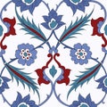 Traditional Arabic ornament seamless. Floral Ornamental pattern. Iznik .Vector. Background Royalty Free Stock Photo