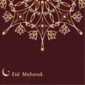Traditional Arabic pattern with text Eid Mubark. Template of greeting card with traditional Islamic holidays. Vector illustration. Royalty Free Stock Photo