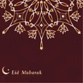 Traditional Arabic pattern with text Eid Mubark. Template of greeting card with traditional Islamic holidays. Vector illustration.