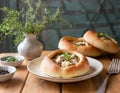 Traditional Arabic Sfihas on a Wooden Board, Ready to Serve