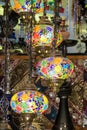 Traditional arabic style culorful lanterns at night market Royalty Free Stock Photo