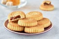 Traditional arabic sweets with dates and walnut. Maaamoul cookies