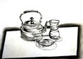 Traditional Arabic Tea set, a charcoal drawing Royalty Free Stock Photo
