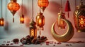 Traditional Arabic Lanterns on White Background, Warm and Inviting Atmosphere Royalty Free Stock Photo