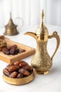 Dates and Arabic teapot for Ramadan Royalty Free Stock Photo
