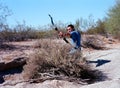 The Traditional Archer shooting a recurve bow in the desert