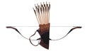 Traditional Archery Black Wooden Leather Quiver Arrow Horse Bow Turkish in White Isolated Background Royalty Free Stock Photo