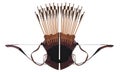 Traditional Archery Black Wooden Leather Quiver Arrow Horse Bow Turkish in White Isolated Background0 005