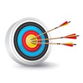 Traditional Archery Target with Arrows Illustration Royalty Free Stock Photo